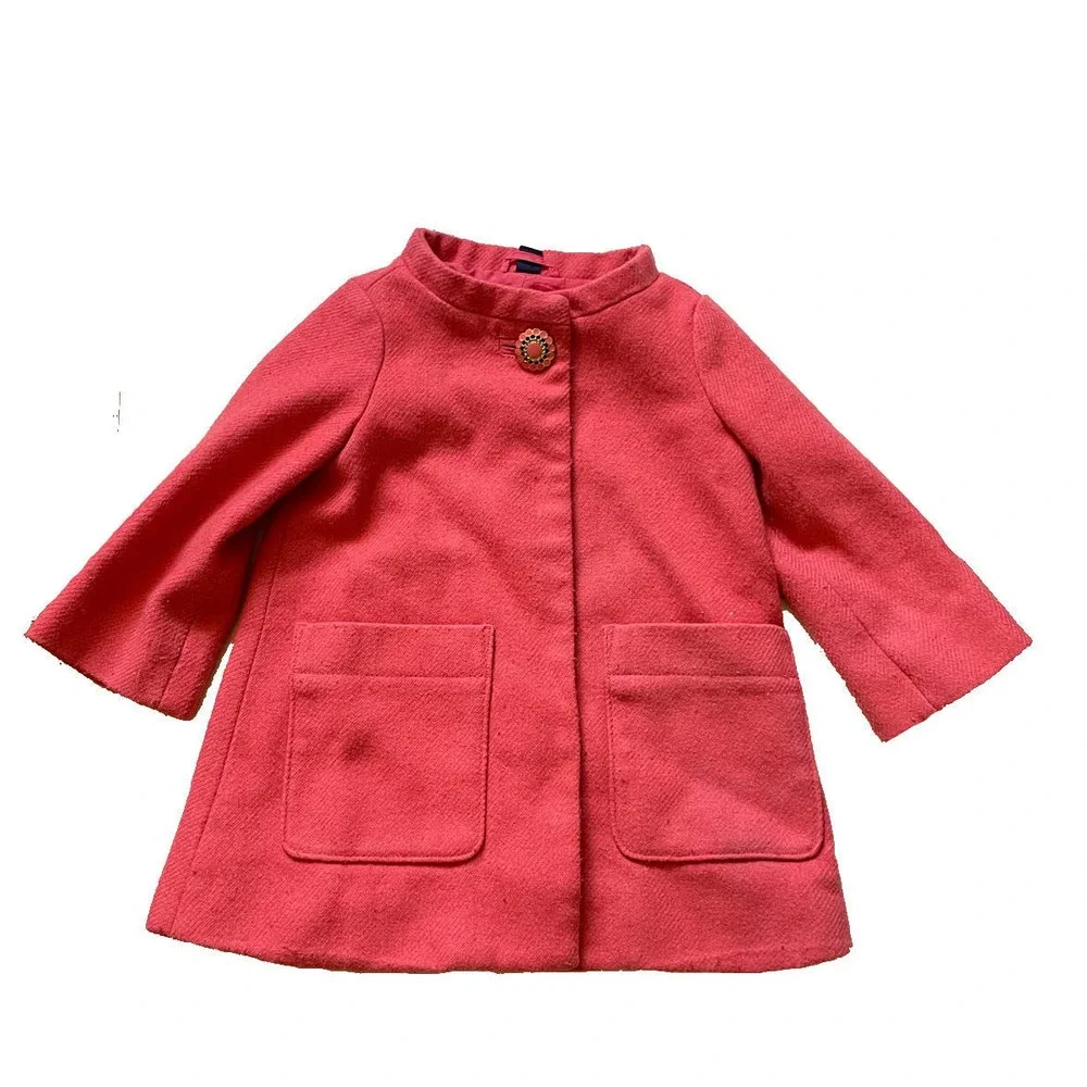 Baby Gap Wool Blend Coral Swing Coat with Embellished Button  • Size 3 🗣